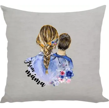 Polštář Polštář lněný 40x40 cm Jsem máma - kluk