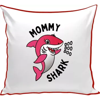 Polštář Polštář barevný 32x32 cm Mommy Shark