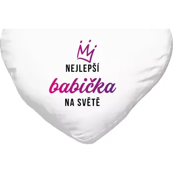 Polštář Polštář srdce 40x35 cm Nejlepší babička na světě - korunka