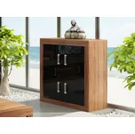 Komoda GOUDINI 4D, švestka wallis/černý lesk, 5 let záruka + vyzvednutí ZDARMA