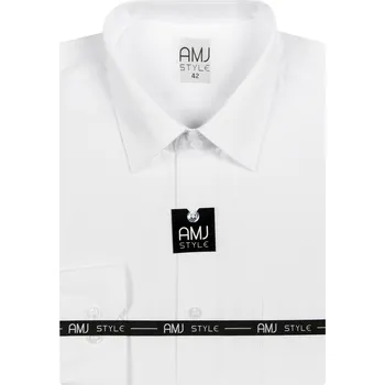 Pánská košile Pánská košile AMJ Slim fit s jemnou strukturou - bílá velikost: 43, délka rukávu: dlouhý rukáv