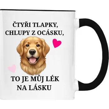 Hrnek malý barevný s potiskem Zlatý retrívr - Chlupy