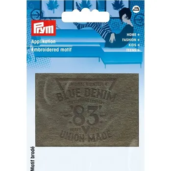 Nášivka PRYM Nášivka štítek 83, imitace semiše, nažehlovací, olivová