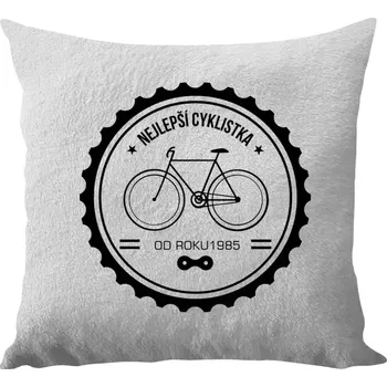 Polštář Polštář bílý 40x40 cm - dlouhý chlup Nejlepší cyklistka od roku