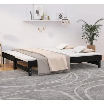 Postel vidaXL Výsuvná postel 2x (90 x 200) cm masivní borovice [823379] Barva: Černá