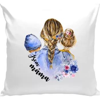 Polštář Polštář bílý 40x40 cm Jsem máma - chlapeček a holka
