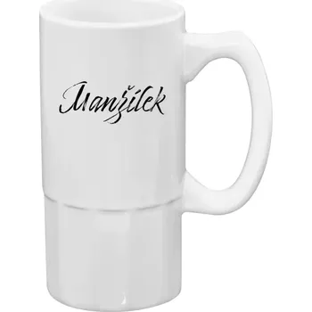 Sklenice Půllitr bílý vysoký Manžílek