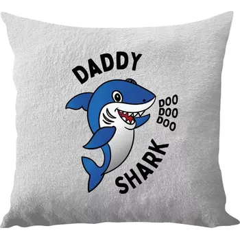 Polštář Polštář bílý 40x40 cm - dlouhý chlup Daddy Shark
