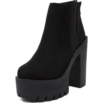 Dámské kozačky Kotníkové boty na širokém podpatku GoodDayGirl Barva: Černá, Velikost: 41