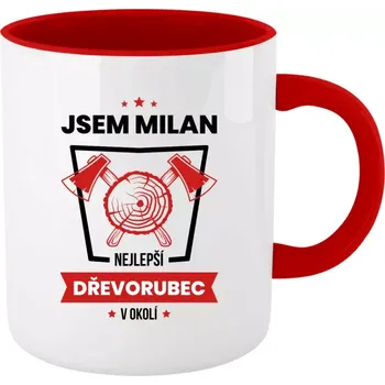 Hrnek pro dřevorubce - Nejlepší v okolí - dřevorubec - červený vnitřek a ucho 330 ml