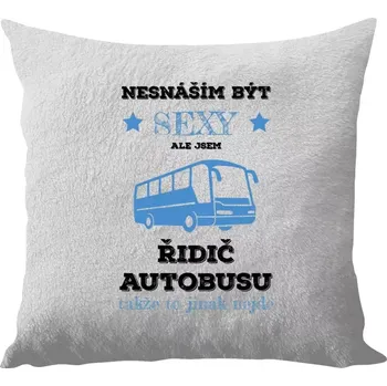 Polštář Polštář bílý 40x40 cm - dlouhý chlup Nesnáším být sexy, ale jsem řidič autobusu