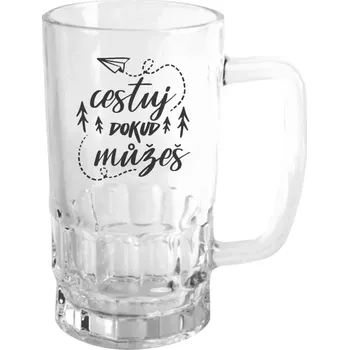 Sklenice Půllitr pro cestovatele - Cestuj dokud můžeš - čirý