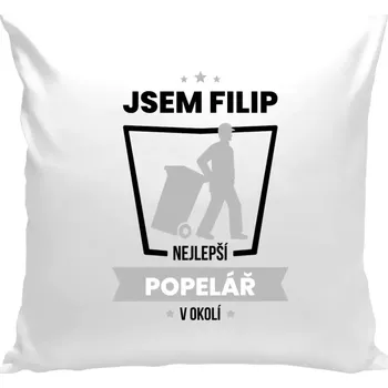 Polštář Polštář bílý 40x40 cm Nejlepší v okolí - popelář
