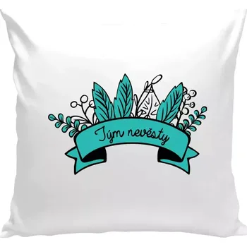 Polštář Polštář bílý 40x40 cm Tým nevěsty - zelené lupeny