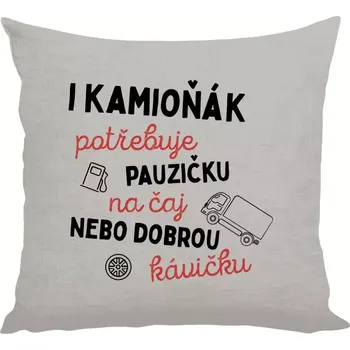 Polštář Polštář lněný 40x40 cm I kamioňák potřebuje pauzičku