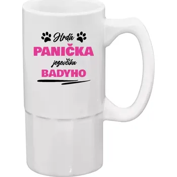 Sklenice Půllitr bílý vysoký Hrdá panička