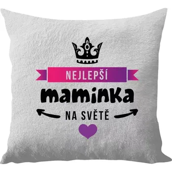 Polštář Polštář bílý 40x40 cm - dlouhý chlup Nejlepší maminka na světě