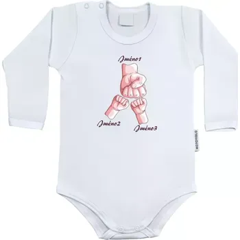 Kojenecký body Dětské body s dlouhým rukávem Ručičky se jménem