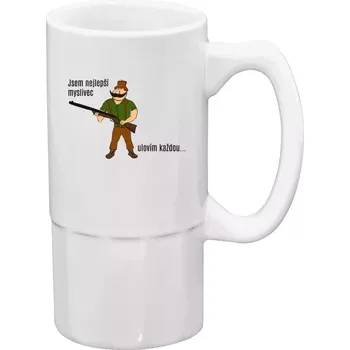 Sklenice Půllitr bílý vysoký Jsem nejlepší myslivec... ulovím každou.