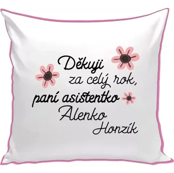 Polštář Polštář barevný 32x32 cm Děkuji za celý rok, paní asistentko