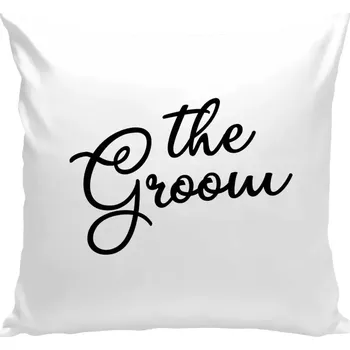 Polštář Polštář bílý 40x40 cm The Groom - nápis