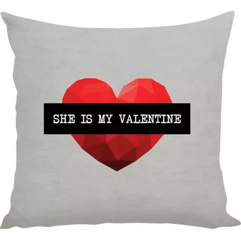 Polštář Polštář lněný 40x40 cm She is my Valentine