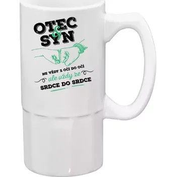 Sklenice Půllitr bílý vysoký Otec a syn, ze srdce do srdce