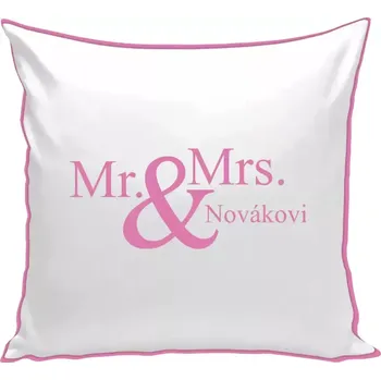Polštář Polštář barevný 32x32 cm Mr. & Mrs. s vlastním příjmením