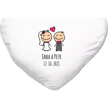 Polštář Polštář srdce 40x35 cm Panáčci se jmény