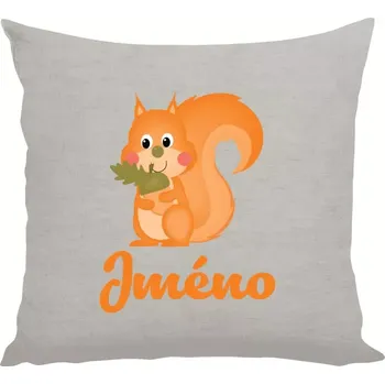 Polštář Polštář lněný 40x40 cm Veverka se jménem