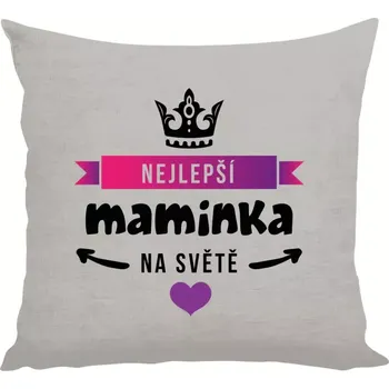 Polštář Polštář lněný 40x40 cm Nejlepší maminka na světě