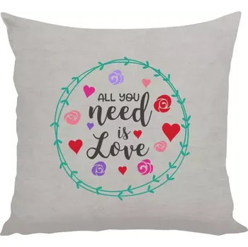 Polštář Polštář pro páry - All you need is love - 40 × 40 cm