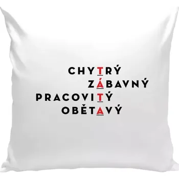 Polštář Polštář bílý 40x40 cm Táta - křížovka