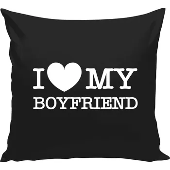 Polštář Polštář černý 40x40 cm I love my boyfriend