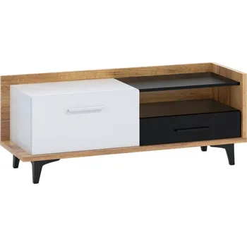 Televizní stolek Televizní stolek KNUT 1D1S, craft zlatý/bílá/černá, 5 let záruka + vyzvednutí ZDARMA