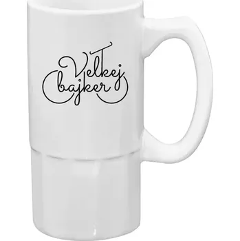 Sklenice Půllitr bílý vysoký Velkej bajker