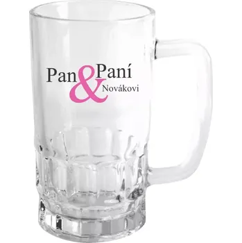 Sklenice Půllitr pro páry - Pan a Paní s vlastním příjmením - čirý