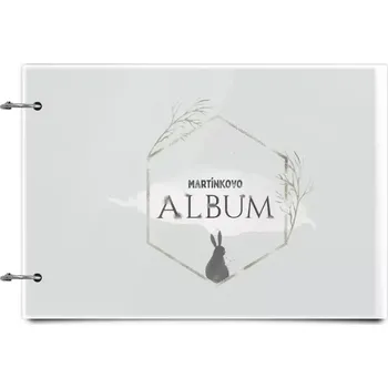 Fotokniha Plexi album se sponami Zajíc ve zlatém šestiúhelníku se jménem