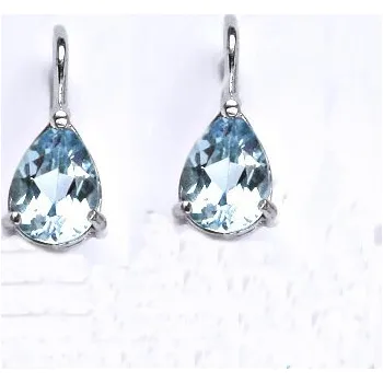 Náušnice Stříbrné náušnice přírodní topaz sky 8 x 6 mm - NK1361 (Stříbrné náušnice s topaem sky)