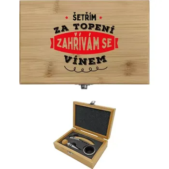 Dřevěná hračka Sada k vínu dřevěná Zahřívám se vínem