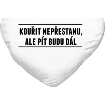 Polštář Polštář srdce 40x35 cm Kouřit nepřestanu, ale pít budu dál