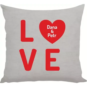 Polštář Polštář lněný 40x40 cm Love se jmény