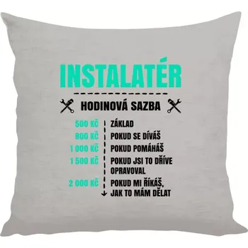 Polštář Polštář lněný 40x40 cm Hodinová sazba - instalatér