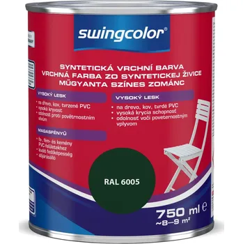 barva a nátěr na dřevo Swingcolor Barevný email, mechově zelený, lesklý, 750 ml 6140 T0750 6005