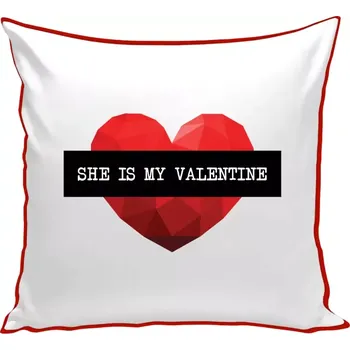 Polštář Polštář barevný 32x32 cm She is my Valentine