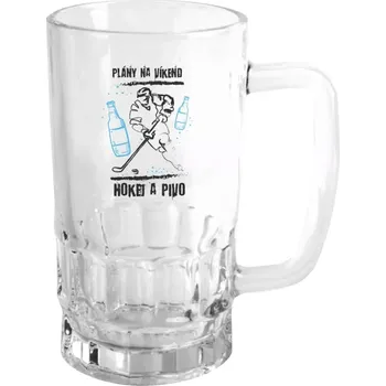Sklenice Hokejový půllitr - Plány na víkend - hokej a pivo - čirý