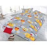 XPOSE® Mikrosaténové povlečení EMOJI - šedé 140x200 cm, 70x90 cm, Mikrosatén + Prodloužená možnost vrácení zboží do 50 dnů