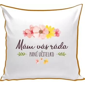 Polštář Polštář barevný 32x32 cm Mám vás ráda, paní učitelko