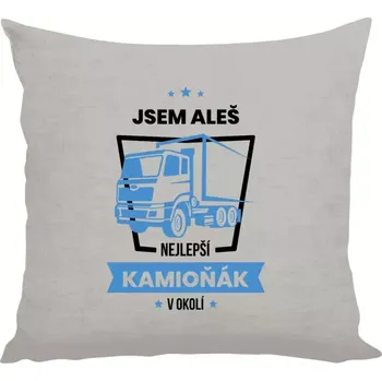 Polštář Polštář lněný 40x40 cm Nejlepší v okolí - kamioňák