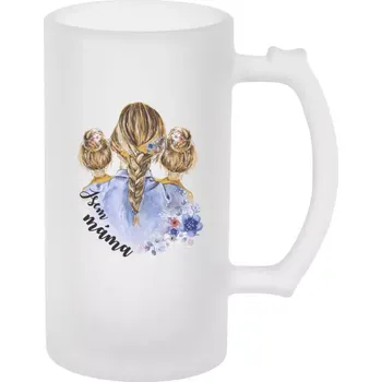 Sklenice Půllitr pro maminku - Jsem máma - dvě holky - matný